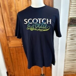 Men’s NWT Scotch & Soda blue cotton short sleeve tee shirt size L